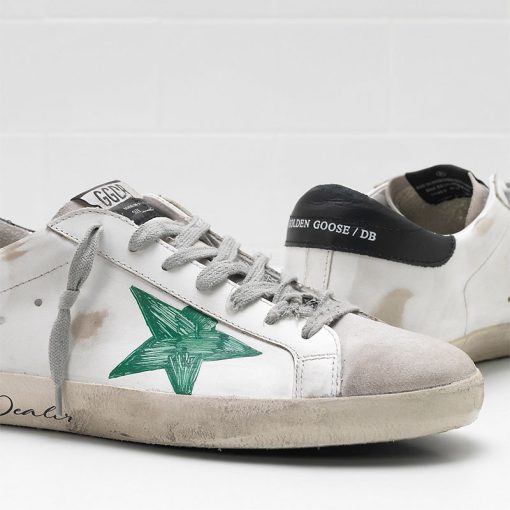 Superstar Sneakers 34A590-N41SN Upper in calf leather Openwork star Hand decorated Green Star-3312