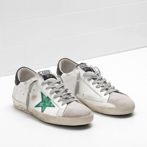 Superstar Sneakers 34A590-N41SN Upper in calf leather Openwork star Hand decorated Green Star-3314