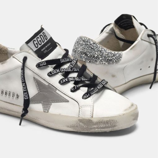 Sneakers Super-Star G35WS590.R55 con stella silver talloncino con glitter e metal studs lettering-5093