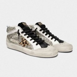 Sneakers Mid-Star F35WS634.U6 in glitter con stella leopardata-3412