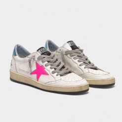 Sneakers Ball Star G35WS592.A20 con stella fuxia e talloncino azzurro-3635