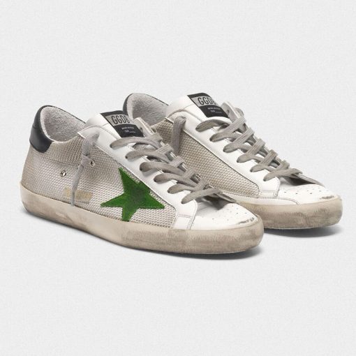 Sneakers Superstar G36MS590.U44 in pelle e mesh con stella verde-3475