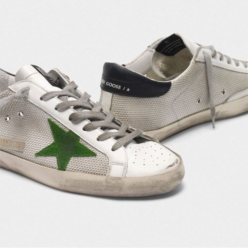 Sneakers Superstar G36MS590.U44 in pelle e mesh con stella verde-3473