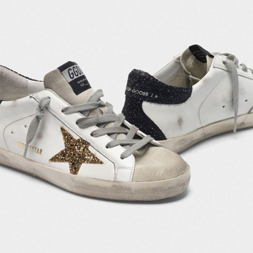 Sneakers Superstar G36WS590.T95 con stella dorata e talloncino nero in glitter-3458