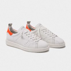 Sneakers Starter G36MS631.R4 bianche con talloncino arancio fluo-3481