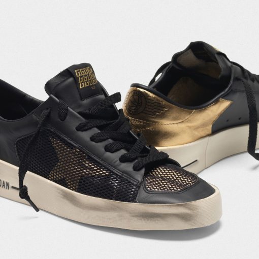 Sneakers Stardan G35WS959.C2 in pelle black&gold con inserti in mesh-3893