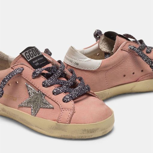 Sneakers Super-Star Kids G35KS001.B18 in nabuk con stella glitter-4692