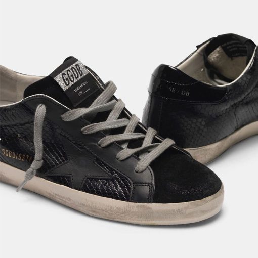 Sneakers Super-Star G35WS590.R65 total black in pelle scamosciata e stampa serpente-4203