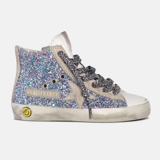 Sneakers Francy Kids G36KS002.A34 bianche in pelle e glitter multicolor-0