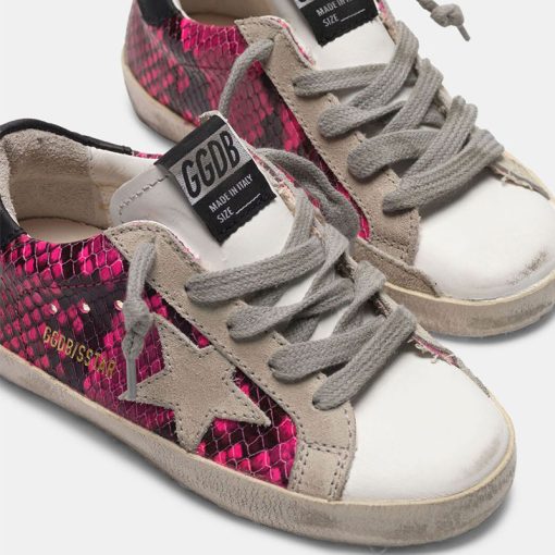 Sneakers Super-Star Kid G36KS301.B36 bianche e fuxia pitonate-4648