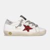 Sneakers Super-Star Kids G36KS301.B40 con stella glitter rossi talloncino glitter argento-0