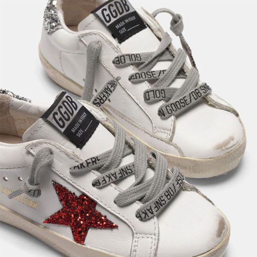 Sneakers Super-Star Kids G36KS301.B40 con stella glitter rossi talloncino glitter argento-4631