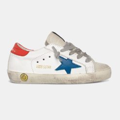 Sneakers Super-Star Kid G36KS301.B43 con stella blu e talloncino rosso-0