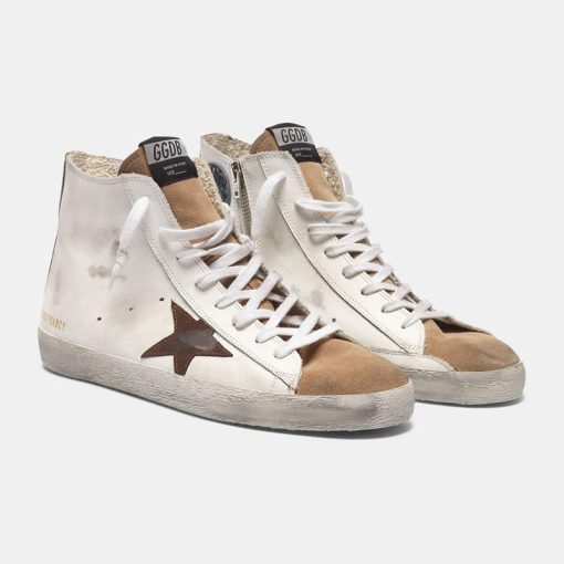 Sneakers Francy G36MS591.C63 nude suede e bianche con stella a contrasto-4573