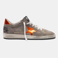 Sneakers Ball Star G36MS592.A59 grigie scamosciate con stella arancio-0