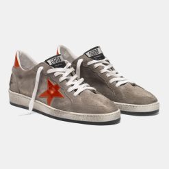 Sneakers Ball Star G36MS592.A59 grigie scamosciate con stella arancio-4446