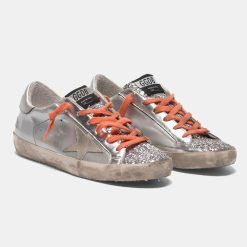 Sneakers Super-Star G36WS590.T19 in pelle argentata laminata e glitter-4225