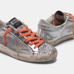 Sneakers Super-Star G36WS590.T19 in pelle argentata laminata e glitter-4223