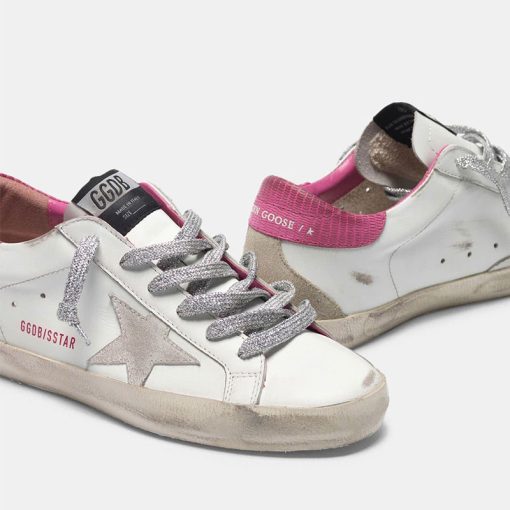 Sneakers Super-Star G36WS590.T21 bianche con talloncino fuxia stampa lucertolina-4122