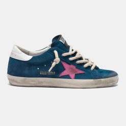 Sneakers Super-Star G36WS590.T23 in suede blu con stella rosa-0