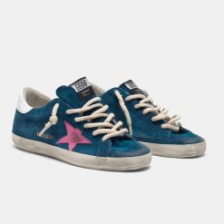 Sneakers Super-Star G36WS590.T23 in suede blu con stella rosa-4074