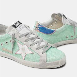 Sneakers Super-Star G36WS590.V18 con glitter verdi e talloncino cromato-4557