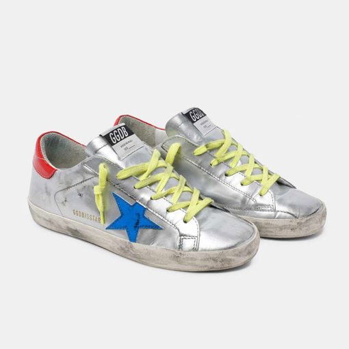 Sneakers Super-Star G36WS590.V21 argentate con stella blu-3963