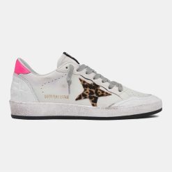 Sneakers Ball Star bianche G36WS592.A34 in pelle con stella leopardata-0