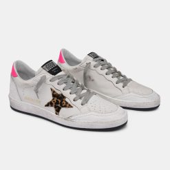 Sneakers Ball Star bianche G36WS592.A34 in pelle con stella leopardata-4418