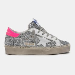 Sneakers Hi-Star G36WS945.R8 con glitter argento e talloncino fucsia-0