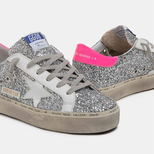 Sneakers Hi-Star G36WS945.R8 con glitter argento e talloncino fucsia-4953