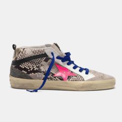 Sneakers Mid-Star G35WS634.T5 in pelle stampa serpente con stella fuxia-0