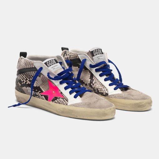 Sneakers Mid-Star G35WS634.T5 in pelle stampa serpente con stella fuxia-5306