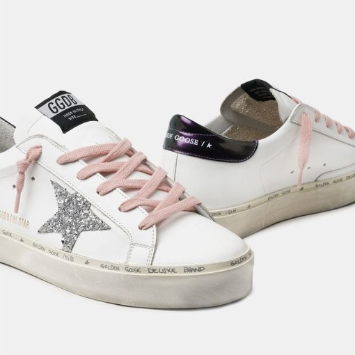 Sneakers HI Star bianche GWF00118.F000739.10396 con stella glitter e lacci rosa-5146