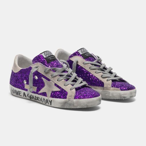 Sneakers Super-Star G36WS590.T22 con glitter viola e scritta sul foxing-5444