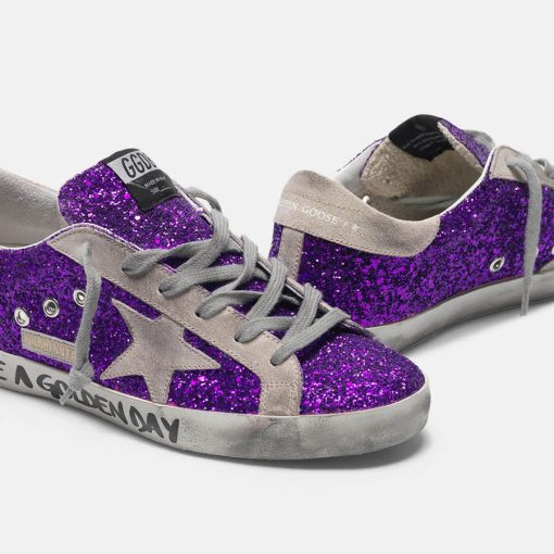 Sneakers Super-Star G36WS590.T22 con glitter viola e scritta sul foxing-5446