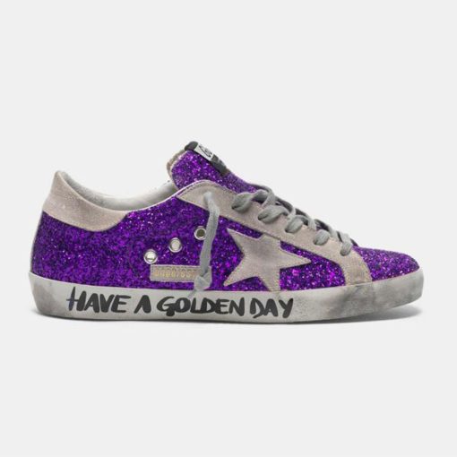 Sneakers Super-Star G36WS590.T22 con glitter viola e scritta sul foxing-0