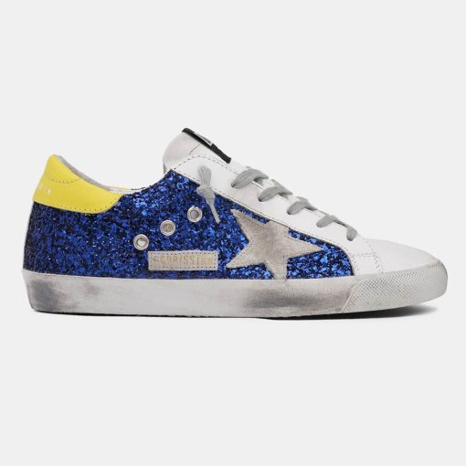 Sneakers Super-Star G36WS590.T38 con glitter blu e talloncino giallo-0