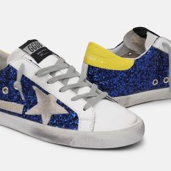 Sneakers Super-Star G36WS590.T38 con glitter blu e talloncino giallo-5471