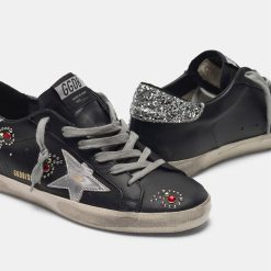 Sneakers Super-Star G36WS590.T99 nere in pelle con pietre decorative-5486