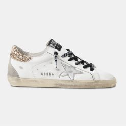 Sneakers Super-Star GWF00102.F001460.10593 bianche in pelle con talloncino glitter-0