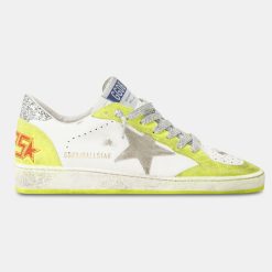 Sneakers Ball Star GWF00117.F001095.80829 bianche con inserti giallo fluo e glitter-0