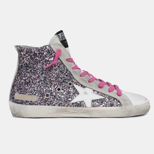 Sneakers Francy GWF00113.F001405.80983 con glitter multicolor e lacci fucsia-0