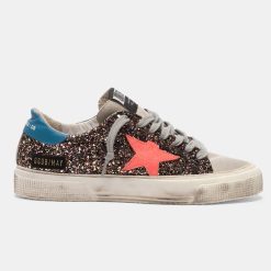 Sneakers May G35WS127.M2 in glitter e pelle scamosciata-0