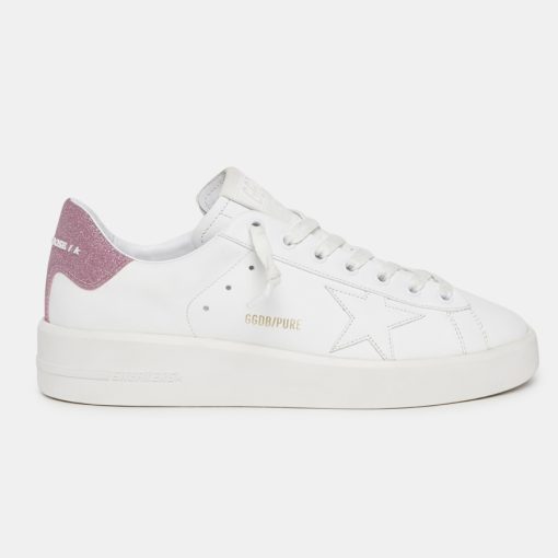 Sneaker Purestar GWF00197.F000837.10310 in pelle bianca e talloncino con glitter rosa-0