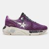 Sneakers Running Sole GWF00126.F000292.45311 in suede, pelle e mesh con talloncino viola metallizzato-0