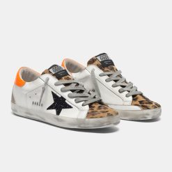 Sneakers Super-Star G36WS590.T66 con inserto leopardato, stella con glitter e talloncino arancio-5627