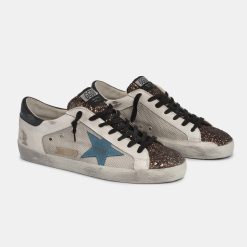 Sneakers Super-Star GMF00103.F000471.80393 con inserto glitter e stella blu storm in suede-5708