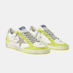 Sneakers Ball Star GWF00117.F001095.80829 bianche con inserti giallo fluo e glitter-5854