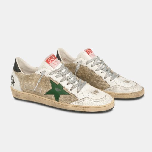 Sneakers Ball Star GMF00117.F001496.81123 in pelle e mesh con talloncino verde-5896